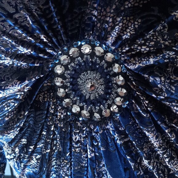 Y2K Dressbarn Royal Blue/Black Whimsigoth Fairy Velvet Burnout Tunic Top Sz 2X - Picture 5 of 7